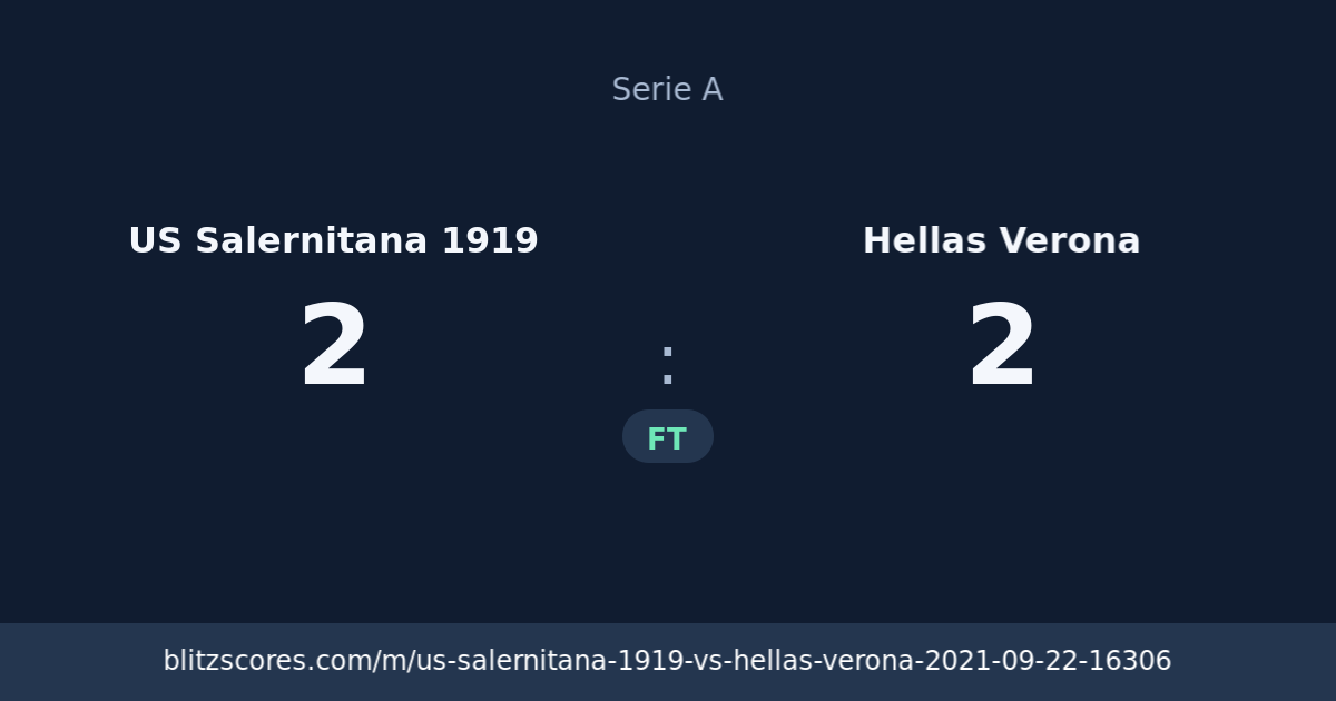 US Salernitana 1919 vs Hellas Verona score card