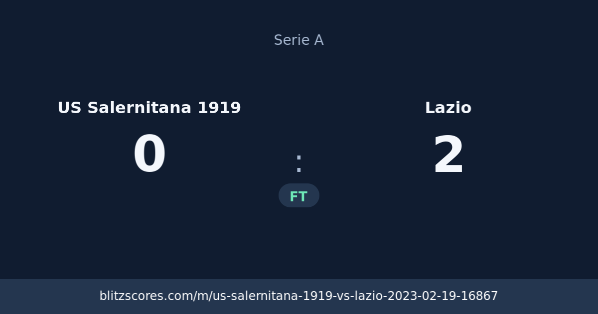 US Salernitana 1919 vs Lazio score card