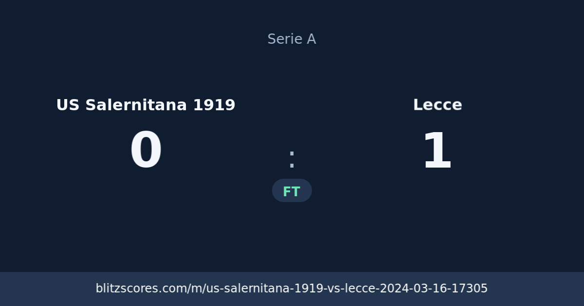 US Salernitana 1919 vs Lecce score card