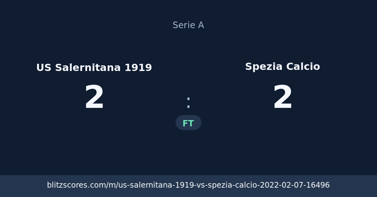 US Salernitana 1919 vs Spezia Calcio score card