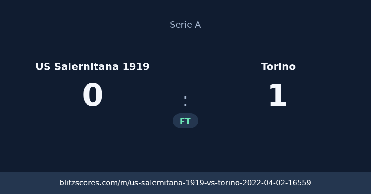 US Salernitana 1919 vs Torino score card