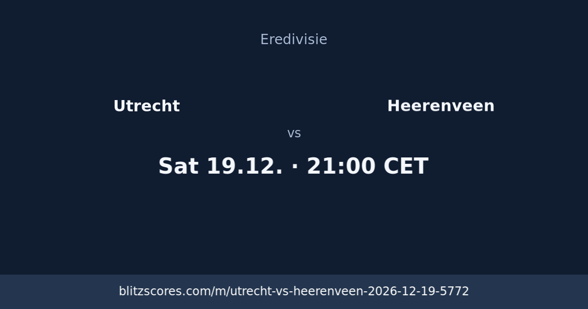 Utrecht vs Heerenveen score card