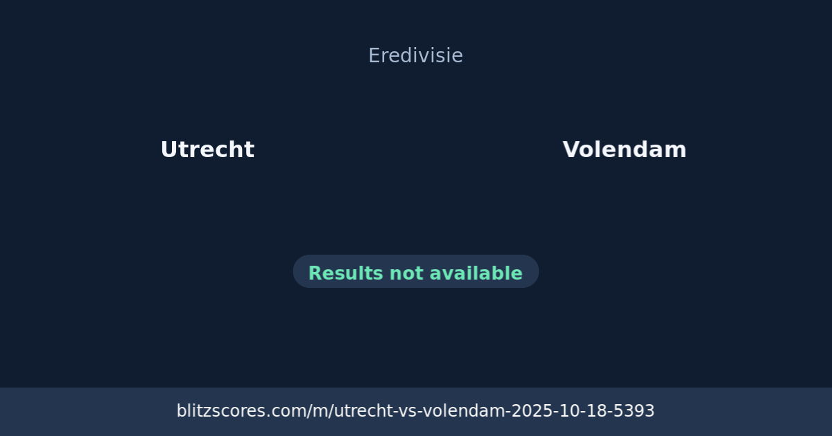 Utrecht vs Volendam score card