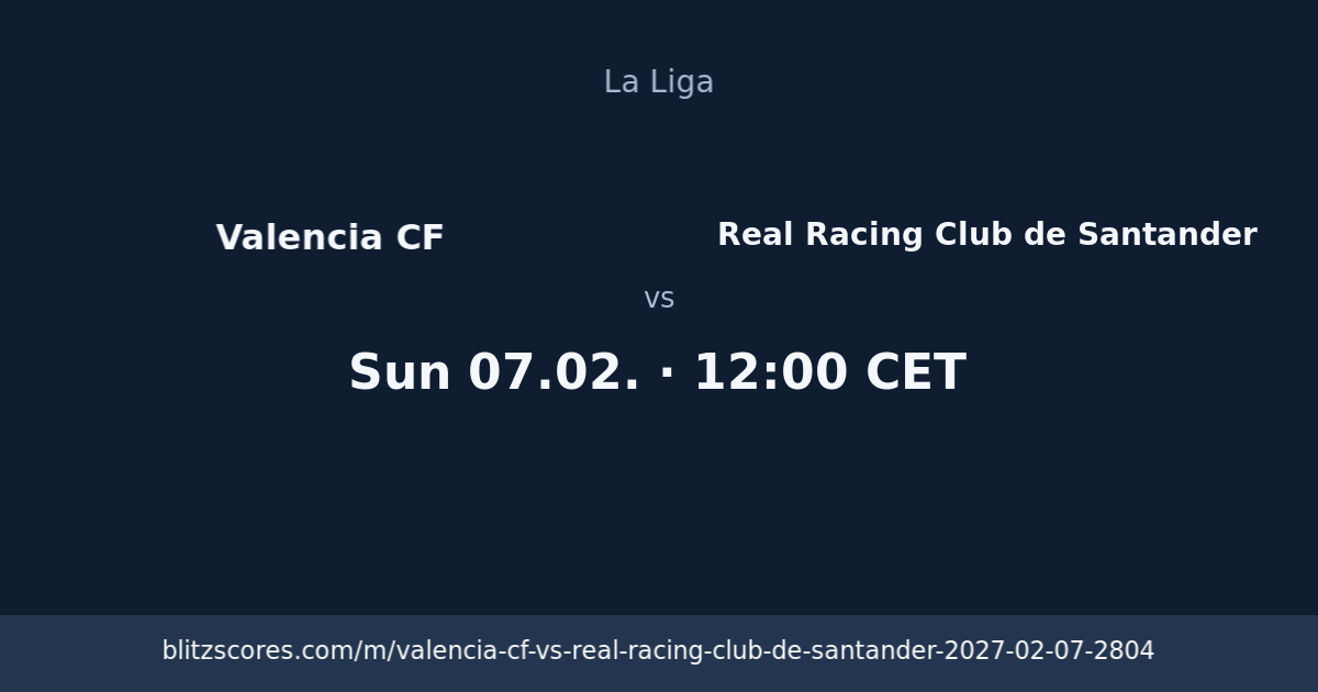 Valencia CF vs Real Racing Club de Santander score card