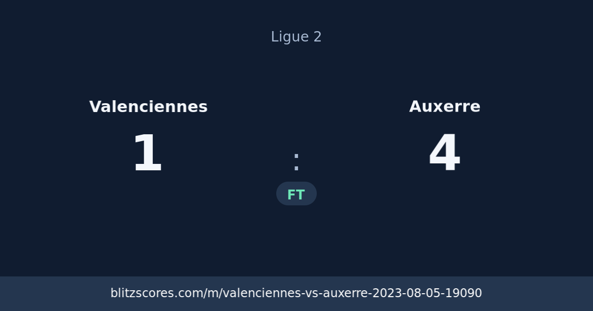 Valenciennes vs Auxerre score card