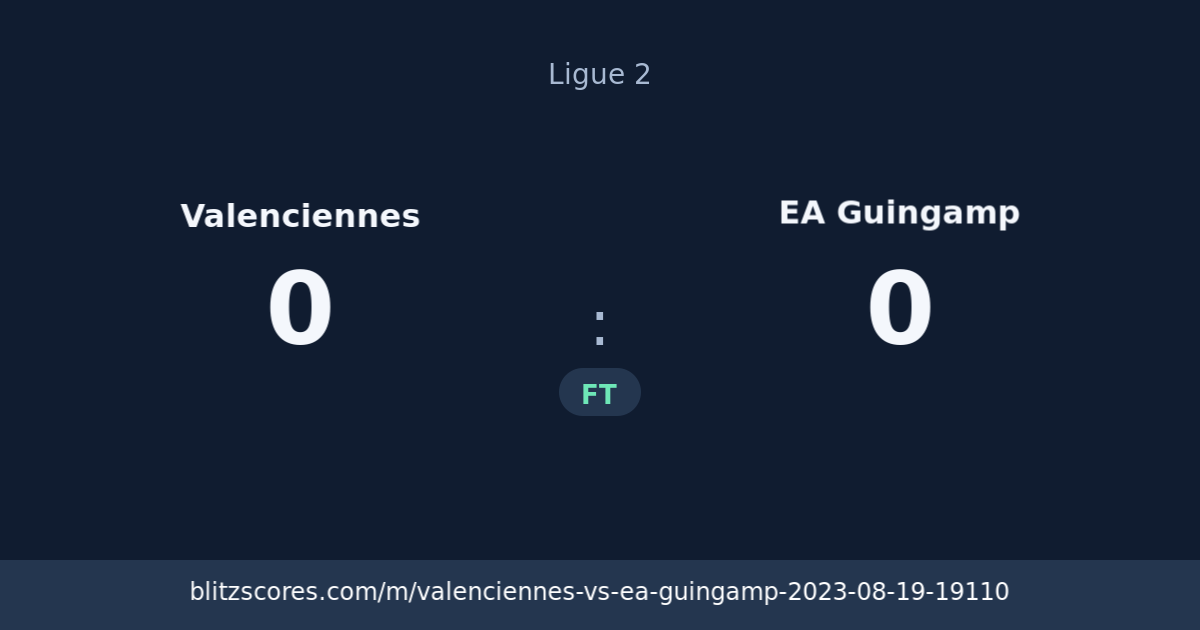 Valenciennes vs EA Guingamp score card