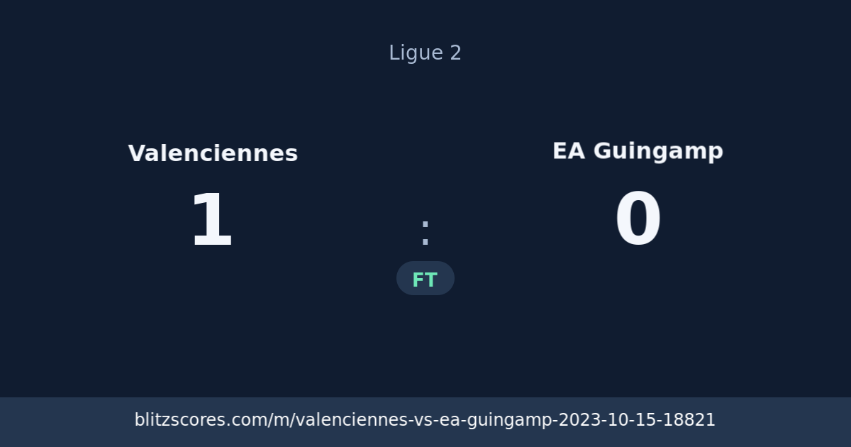 Valenciennes vs EA Guingamp score card