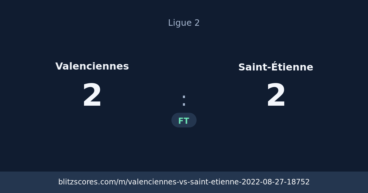 Valenciennes vs Saint-Étienne score card