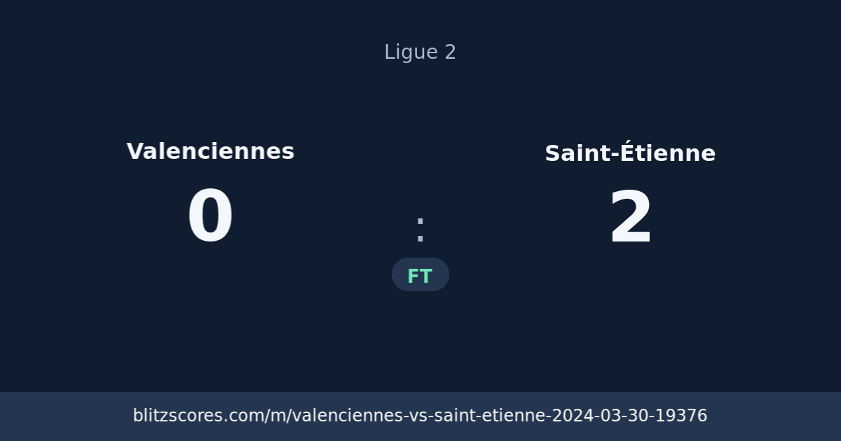 Valenciennes vs Saint-Étienne score card