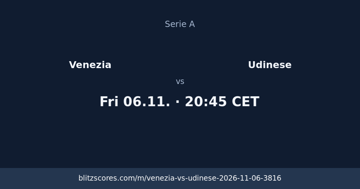 Venezia vs Udinese score card