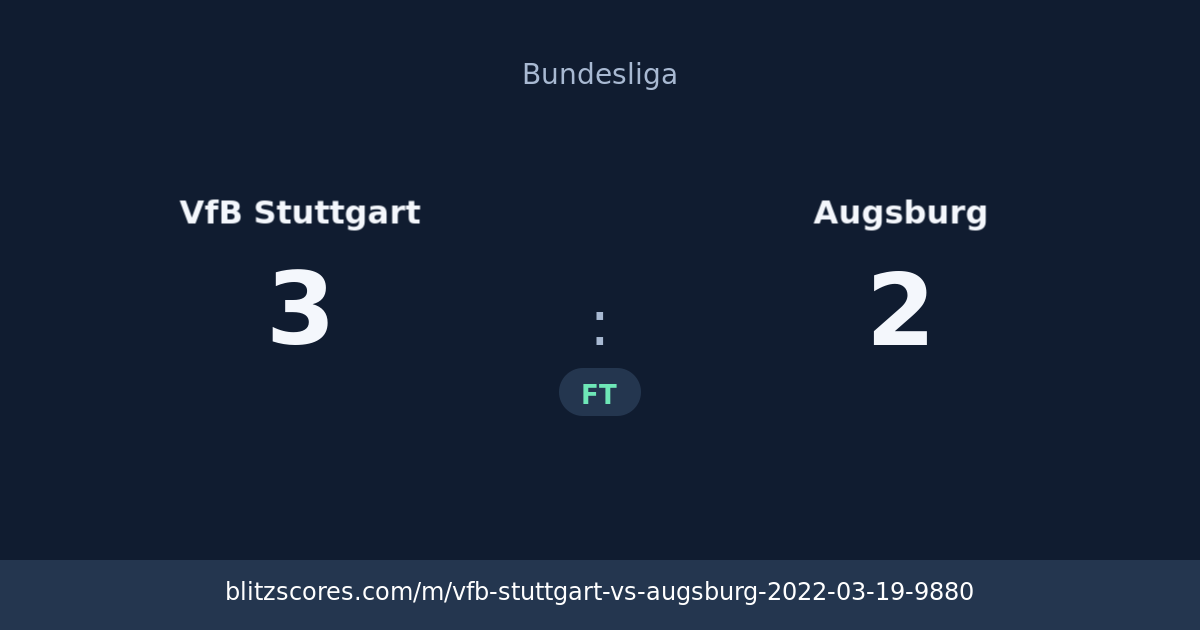 VfB Stuttgart vs Augsburg score card