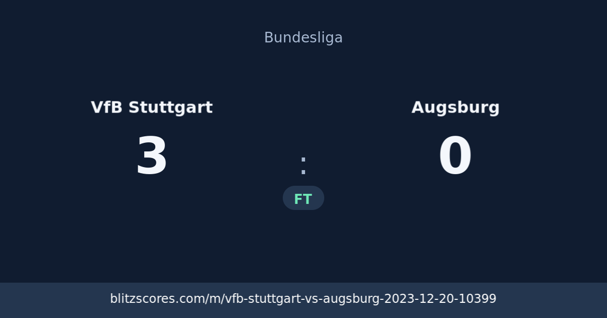 VfB Stuttgart vs Augsburg score card