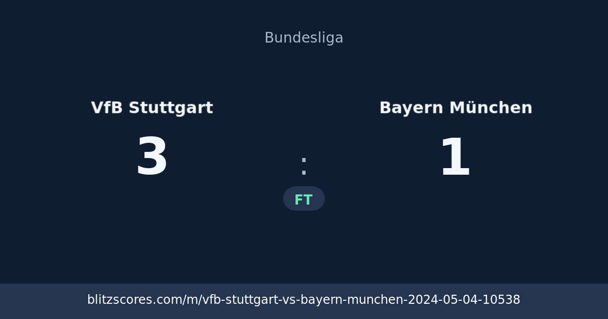 VfB Stuttgart vs Bayern München score card
