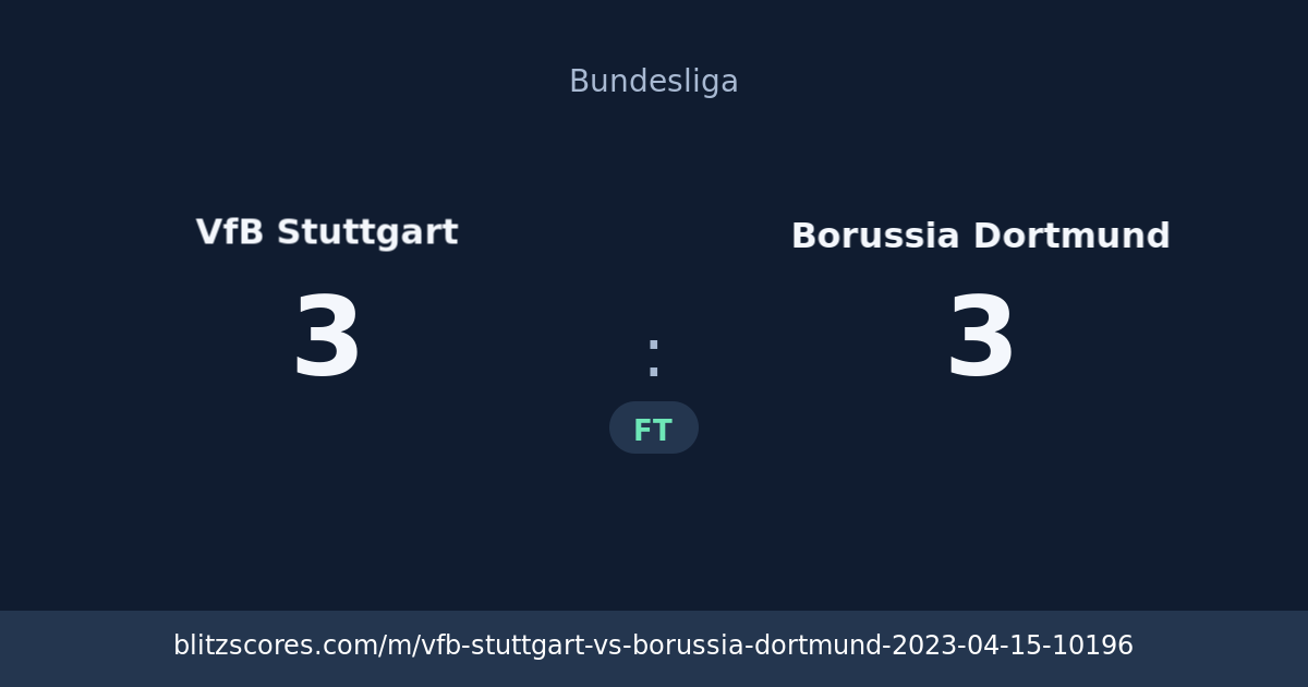 VfB Stuttgart vs Borussia Dortmund score card