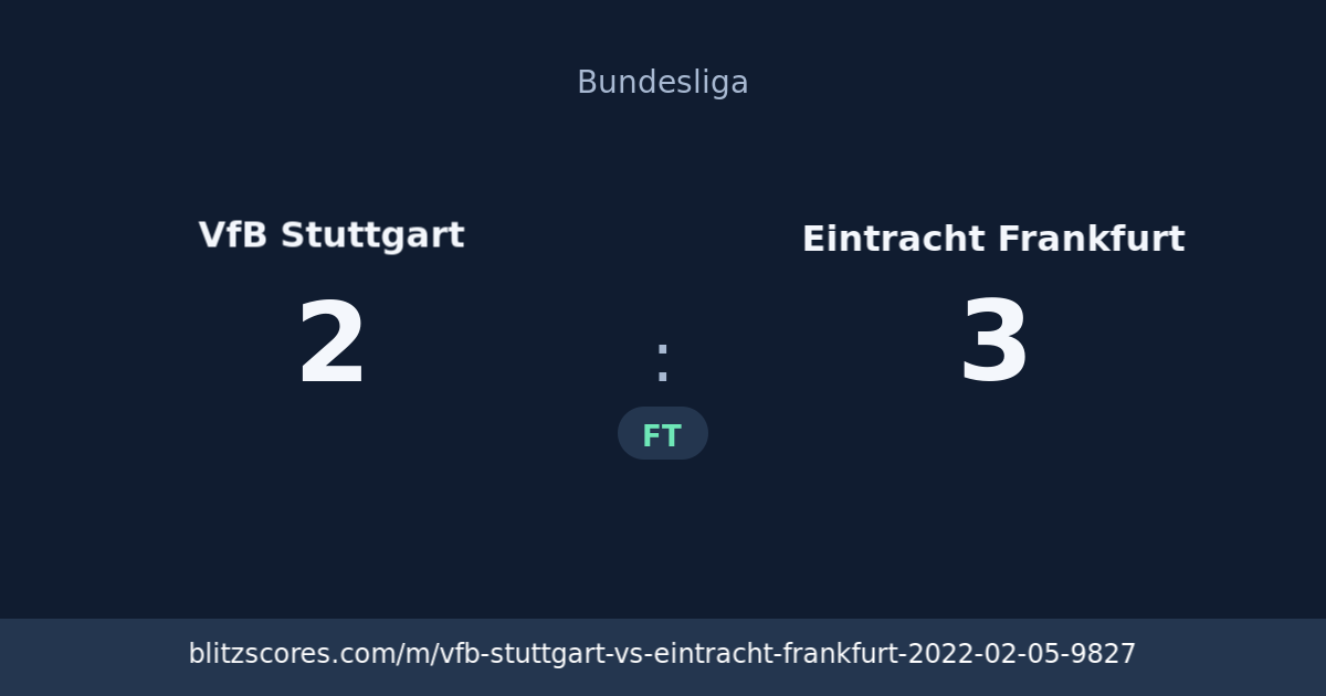 VfB Stuttgart vs Eintracht Frankfurt score card