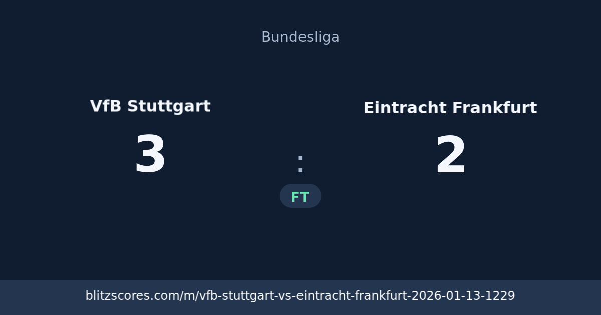 VfB Stuttgart vs Eintracht Frankfurt score card