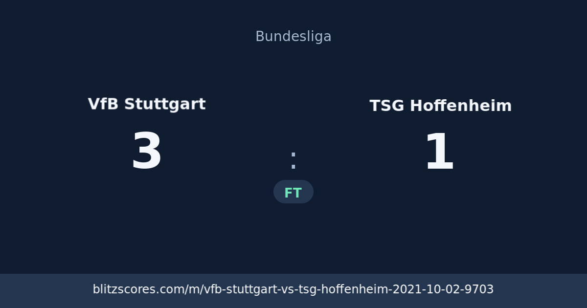 VfB Stuttgart vs TSG Hoffenheim score card