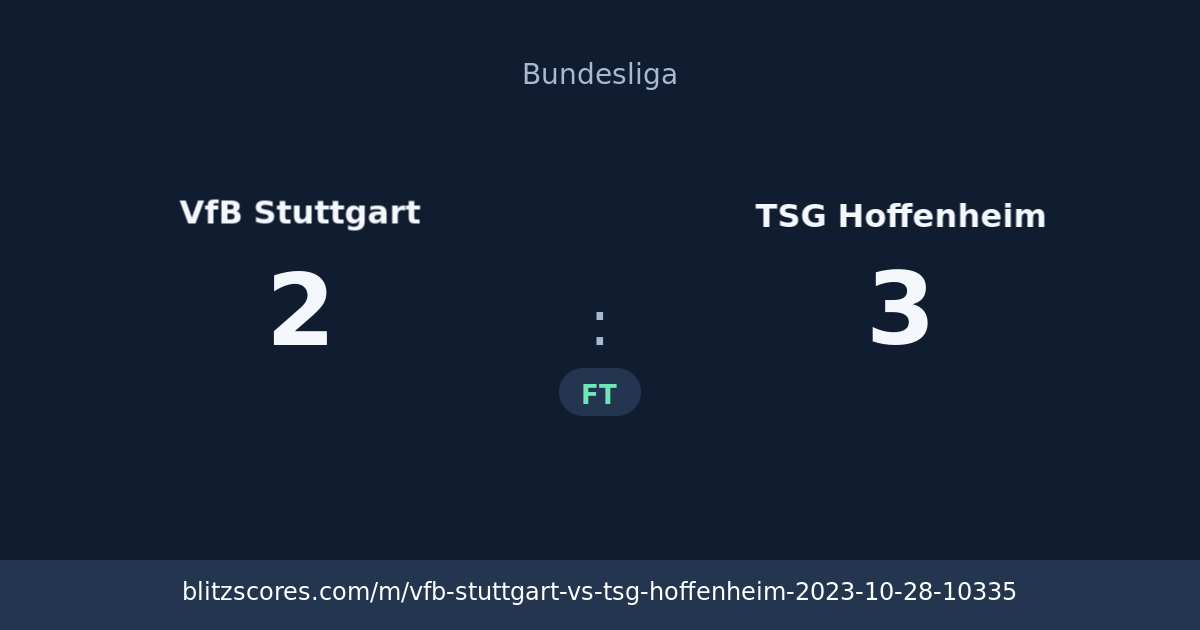 VfB Stuttgart vs TSG Hoffenheim score card