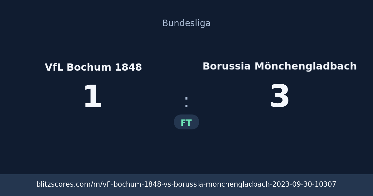 VfL Bochum 1848 vs Borussia Mönchengladbach score card
