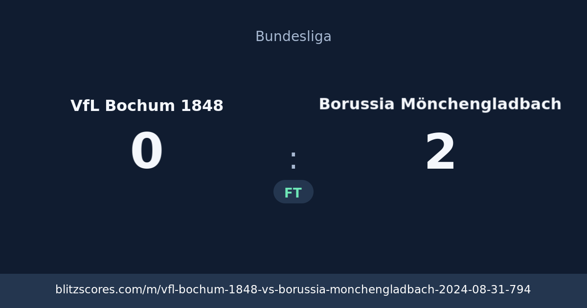 VfL Bochum 1848 vs Borussia Mönchengladbach score card