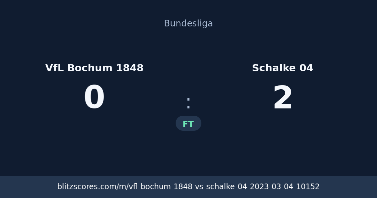 VfL Bochum 1848 vs Schalke 04 score card