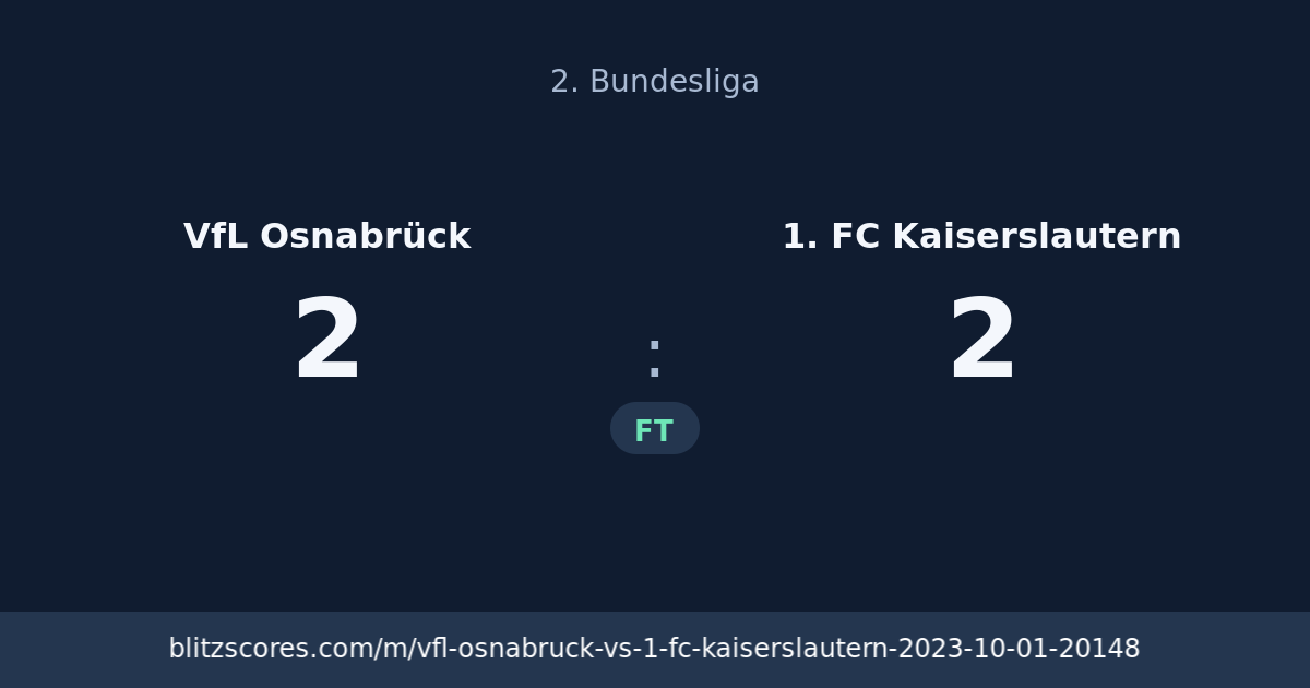 VfL Osnabrück vs 1. FC Kaiserslautern score card