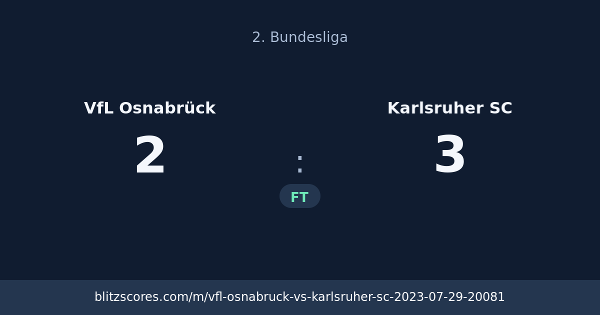 VfL Osnabrück vs Karlsruher SC score card