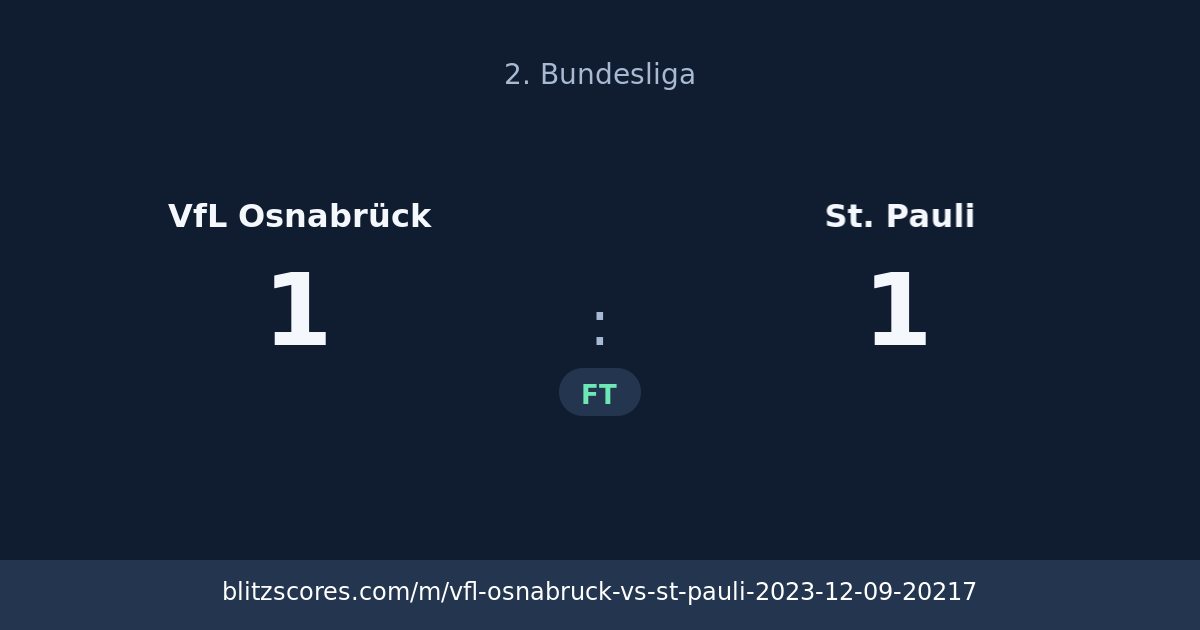 VfL Osnabrück vs St. Pauli score card