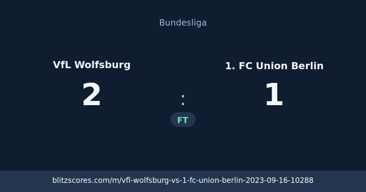 VfL Wolfsburg vs 1. FC Union Berlin score card