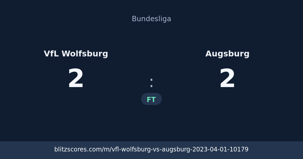 VfL Wolfsburg vs Augsburg score card