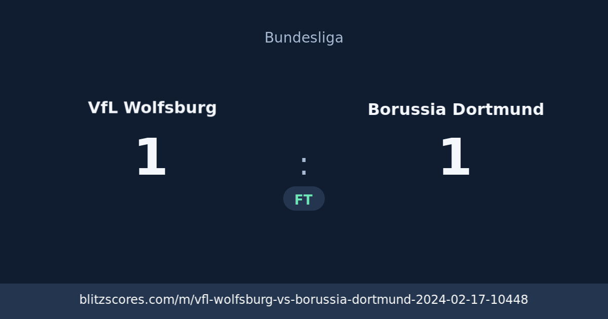 VfL Wolfsburg vs Borussia Dortmund score card