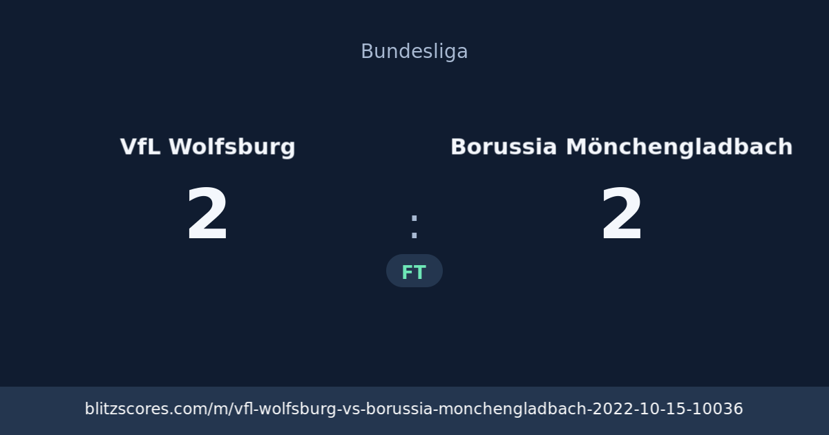 VfL Wolfsburg vs Borussia Mönchengladbach score card