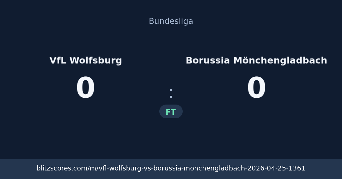 VfL Wolfsburg vs Borussia Mönchengladbach score card