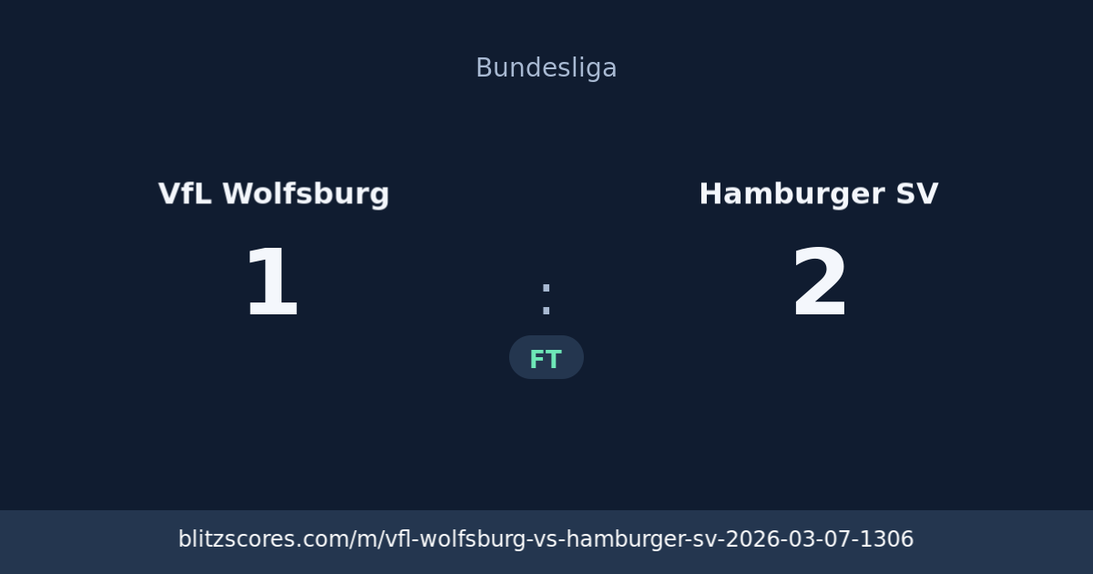 VfL Wolfsburg vs Hamburger SV score card