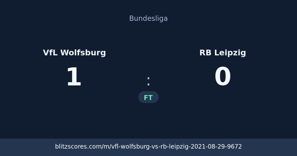VfL Wolfsburg vs RB Leipzig score card