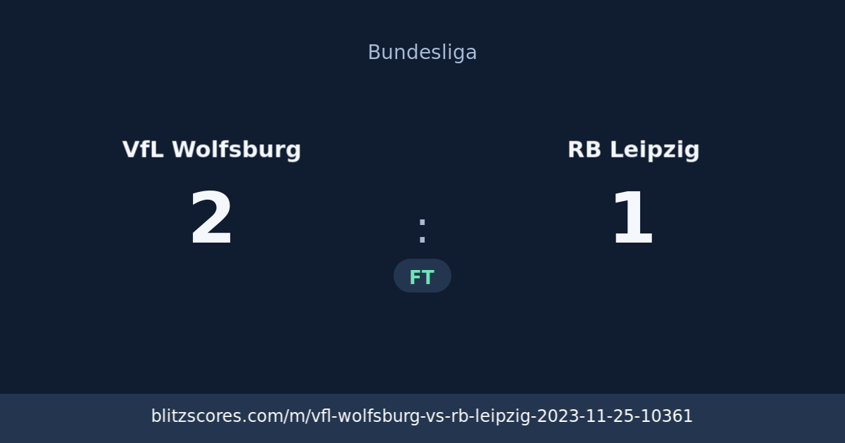 VfL Wolfsburg vs RB Leipzig score card