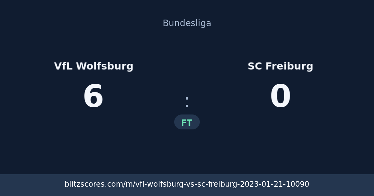 VfL Wolfsburg vs SC Freiburg score card