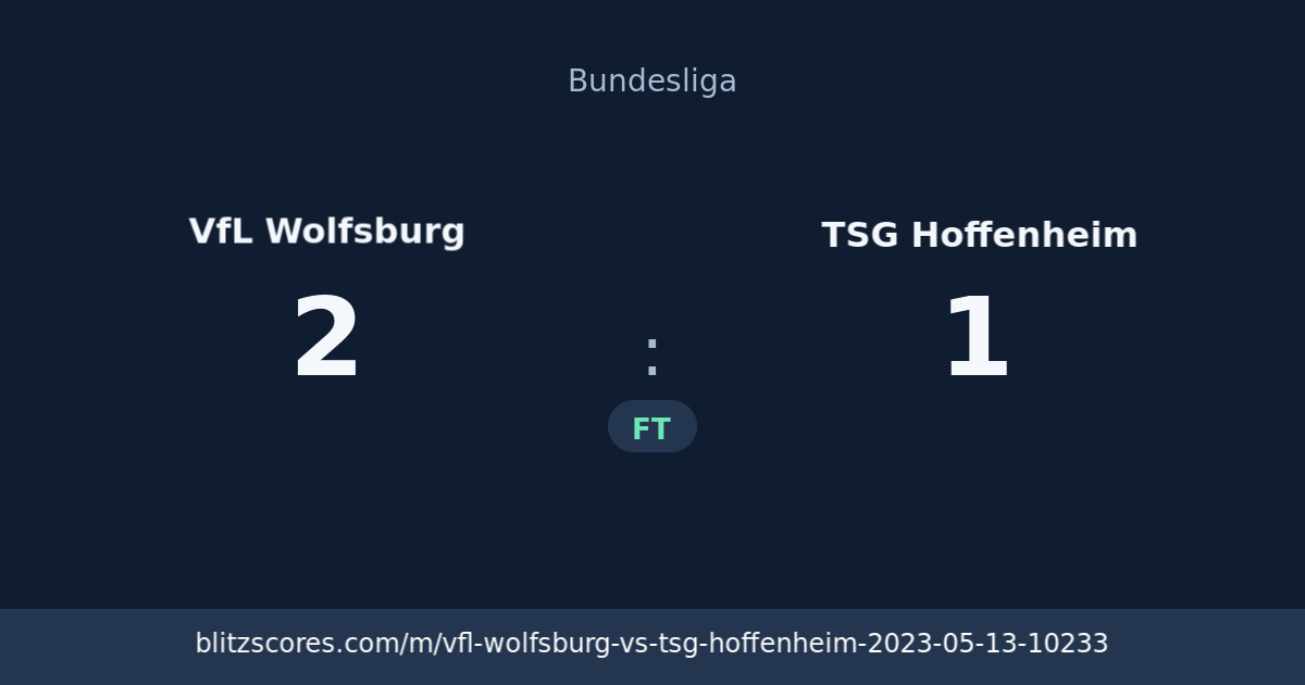 VfL Wolfsburg vs TSG Hoffenheim score card