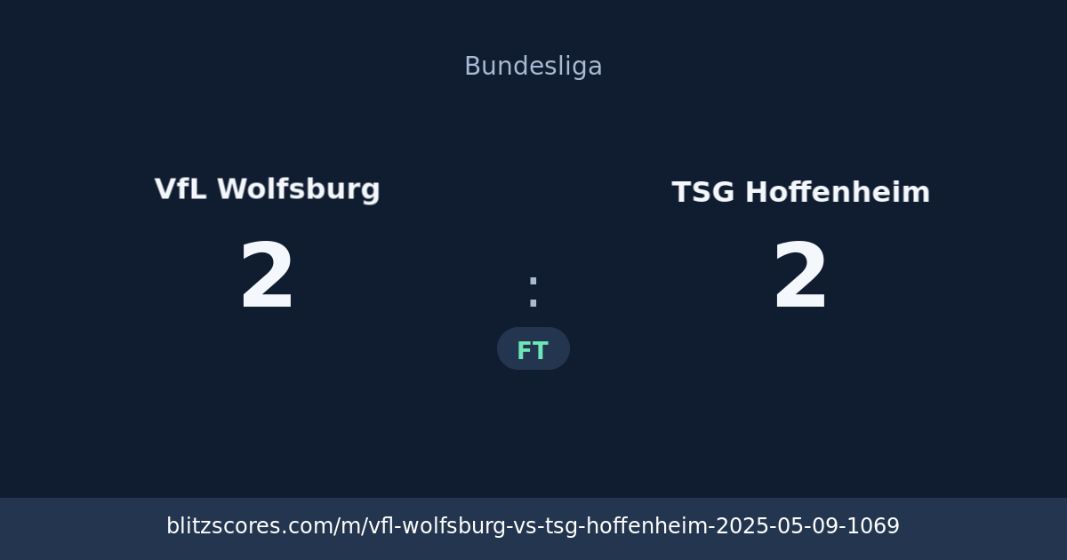 VfL Wolfsburg vs TSG Hoffenheim score card