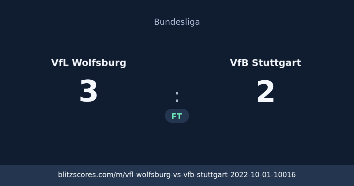 VfL Wolfsburg vs VfB Stuttgart score card