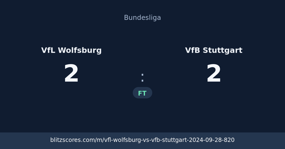 VfL Wolfsburg vs VfB Stuttgart score card
