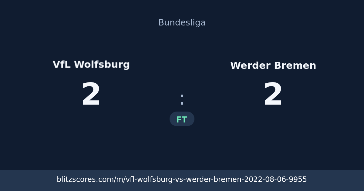 VfL Wolfsburg vs Werder Bremen score card