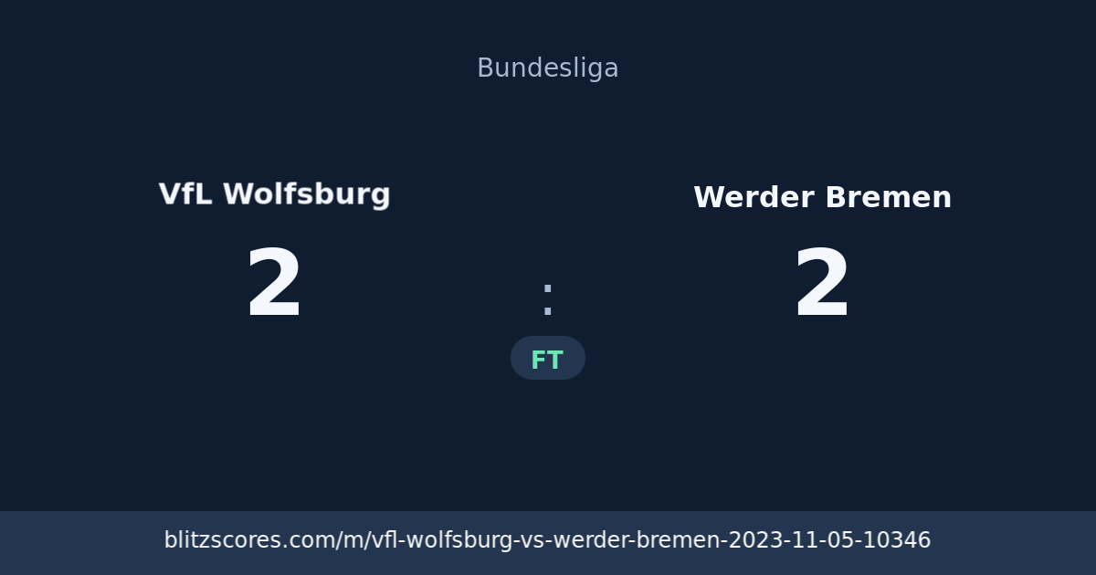 VfL Wolfsburg vs Werder Bremen score card