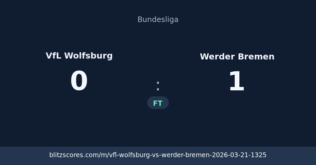VfL Wolfsburg vs Werder Bremen score card