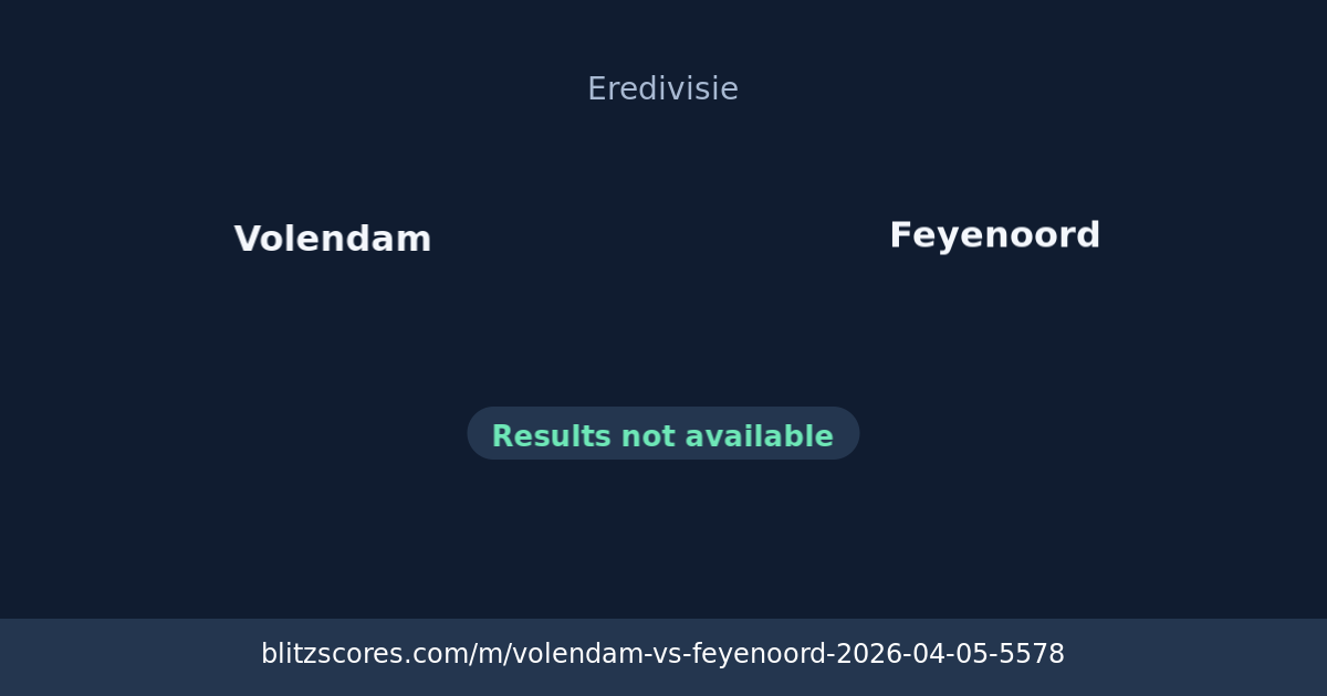 Volendam vs Feyenoord score card