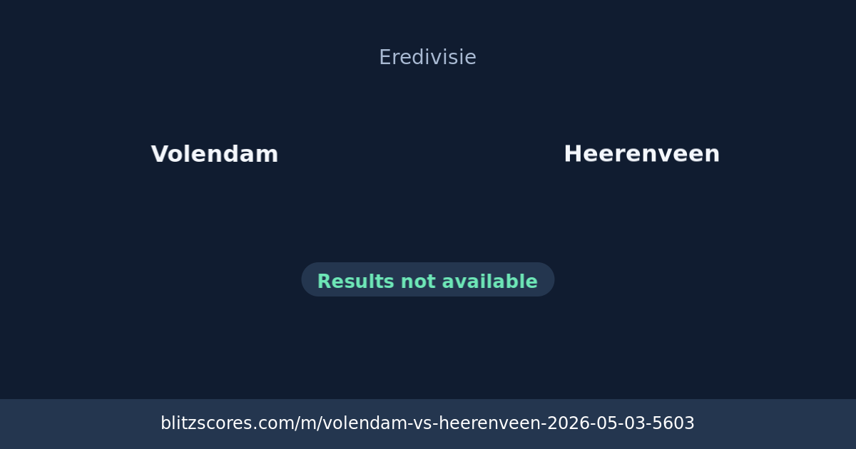Volendam vs Heerenveen score card
