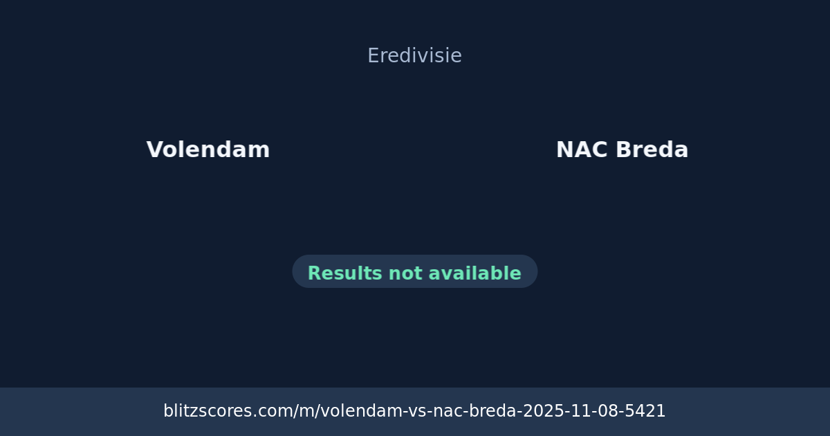 Volendam vs NAC Breda score card