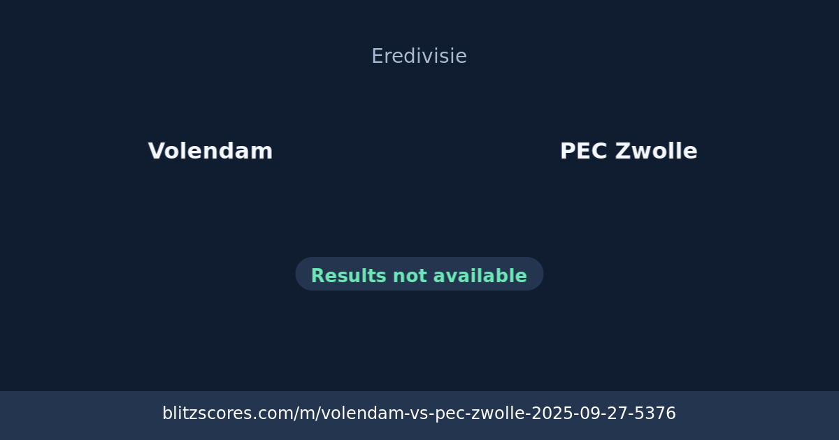 Volendam vs PEC Zwolle score card