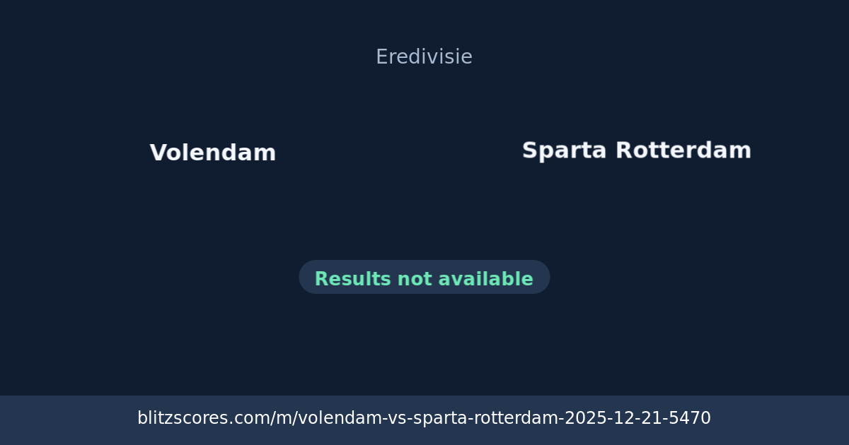 Volendam vs Sparta Rotterdam score card