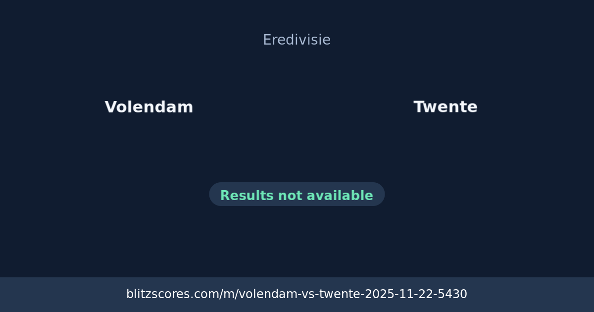 Volendam vs Twente score card
